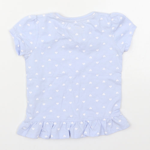 Young Dimension Girls Blue   Basic T-Shirt Size 2-3 Years  - Love Hearts