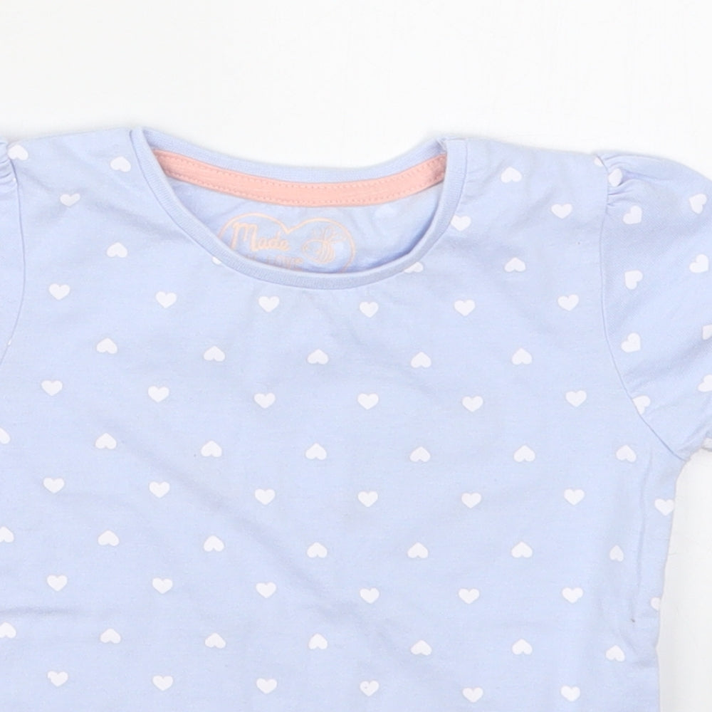 Young Dimension Girls Blue   Basic T-Shirt Size 2-3 Years  - Love Hearts