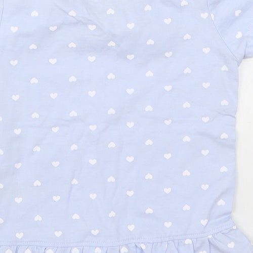 Young Dimension Girls Blue   Basic T-Shirt Size 2-3 Years  - Love Hearts