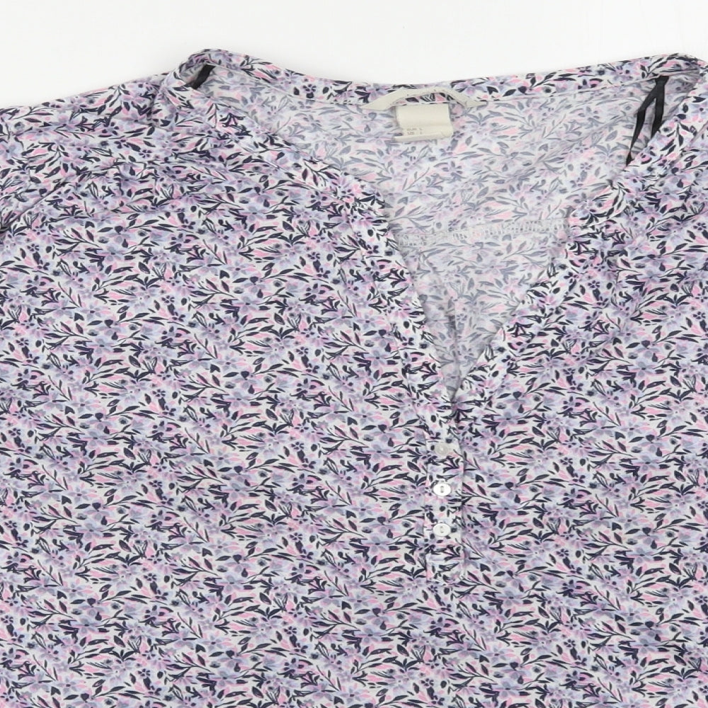H&M Womens Purple Floral  Basic T-Shirt Size L