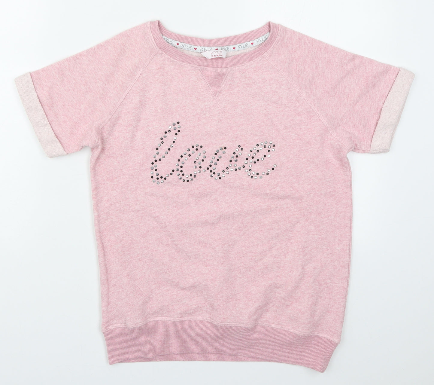 M&Co Girls Pink   Pullover Sweatshirt Size 9-10 Years  - Love