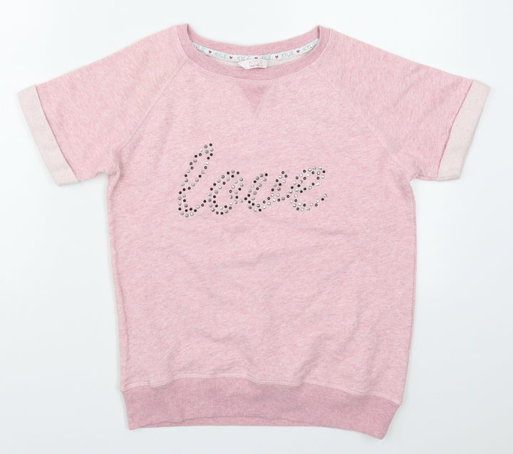 M&Co Girls Pink Pullover Sweatshirt Size 9-10 Years - Love
