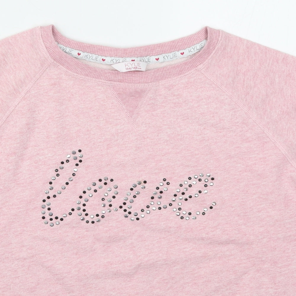 M&Co Girls Pink   Pullover Sweatshirt Size 9-10 Years  - Love