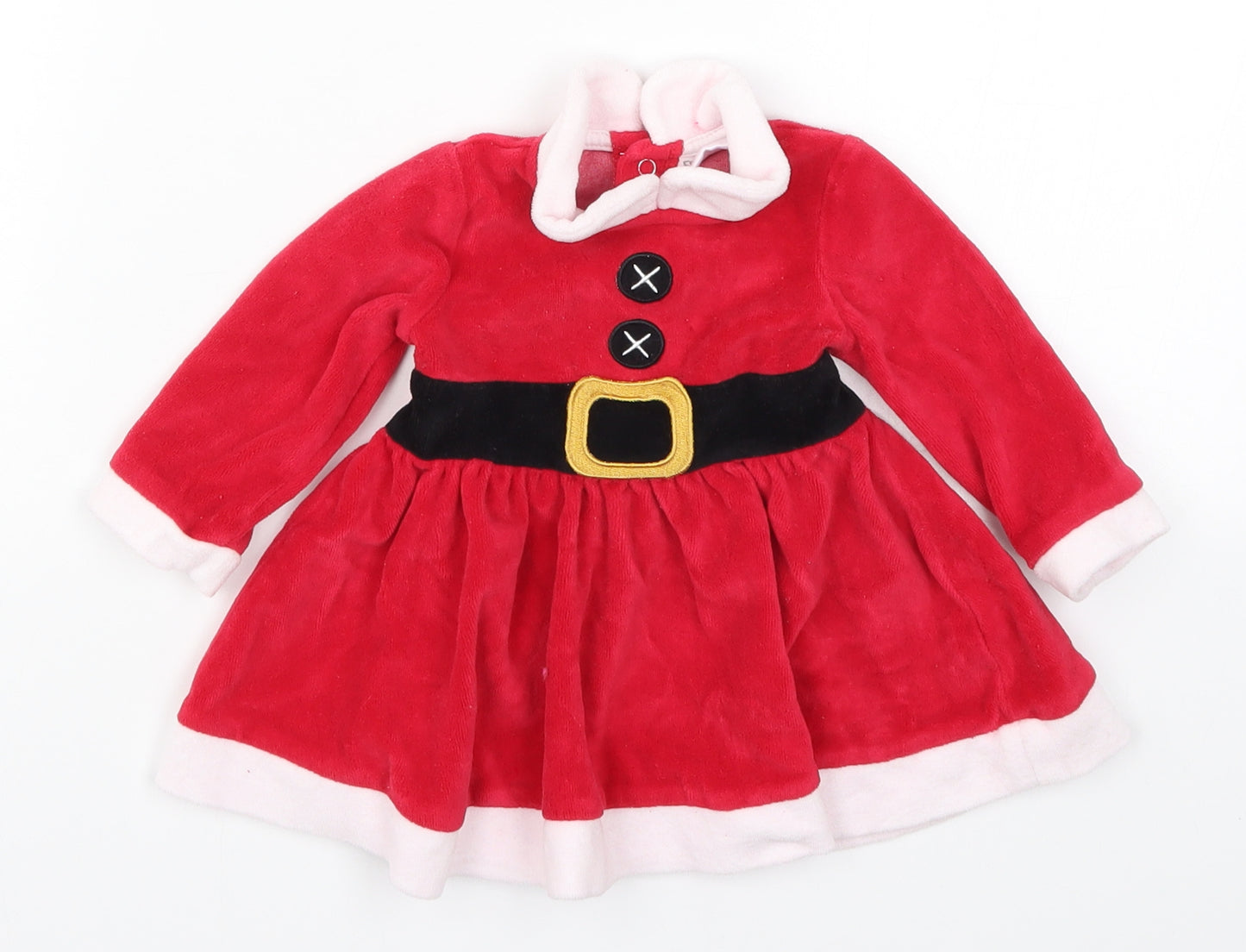 F&F Girls Red   Skater Dress  Size 3-6 Months  - Mrs Claus Costume