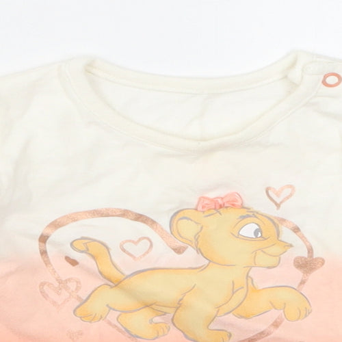 George Girls Pink   Basic T-Shirt Size 3-6 Months  - Nala Lion King