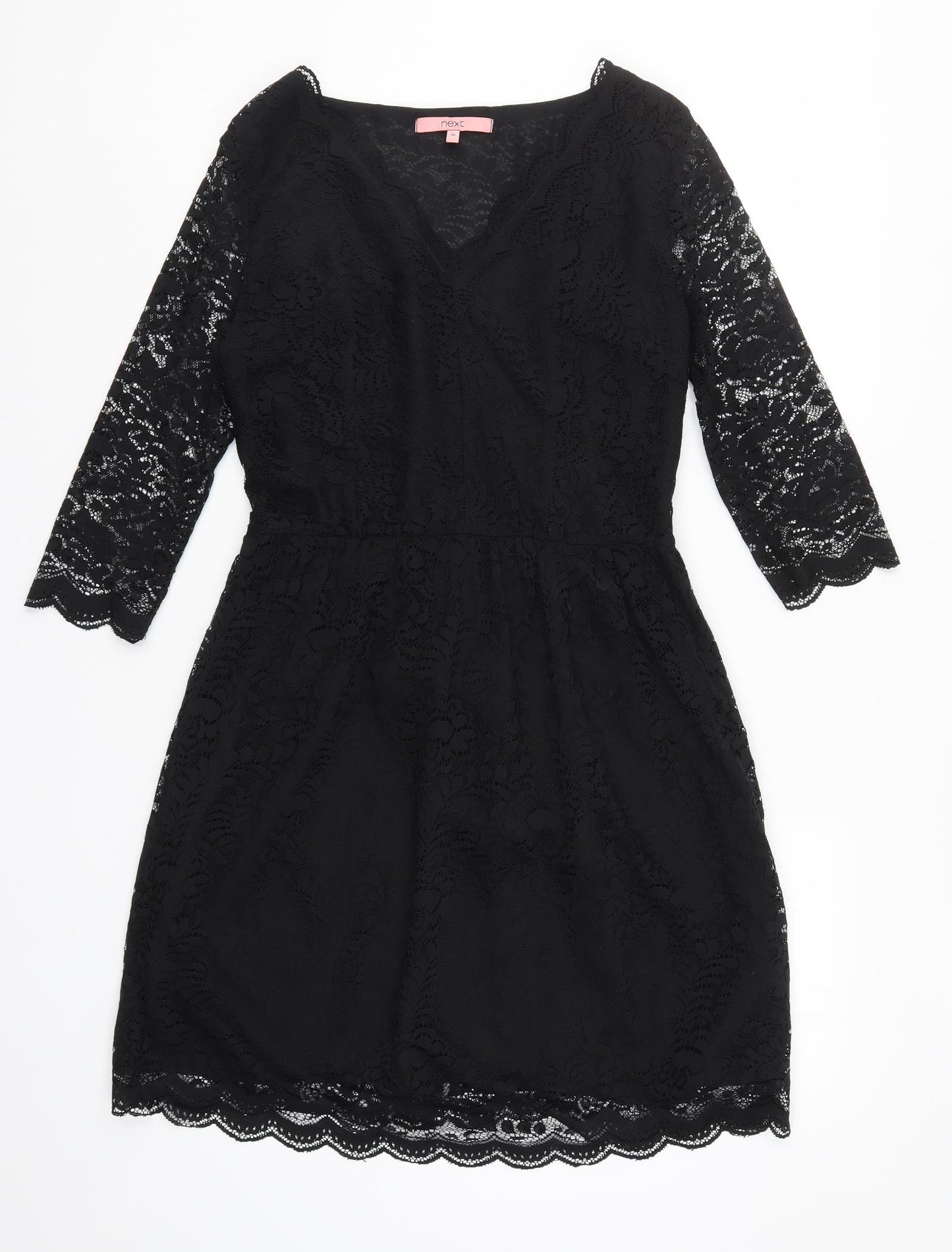NEXT Womens Black  Lace Skater Dress  Size 10