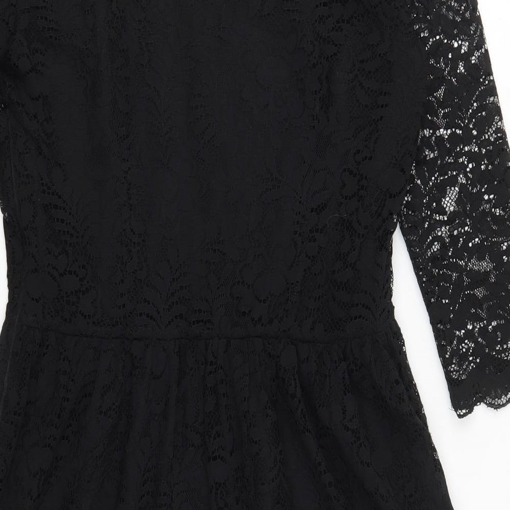 NEXT Womens Black  Lace Skater Dress  Size 10