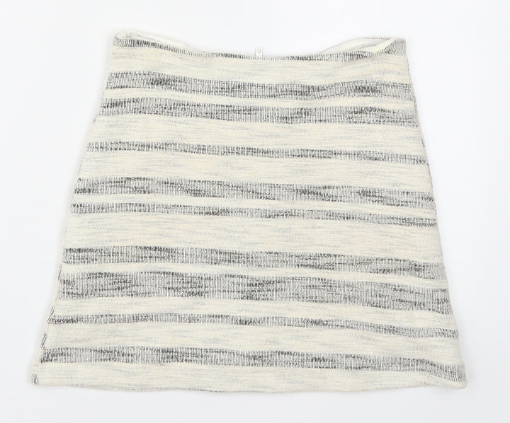 Topshop Womens Beige Striped  Mini Skirt Size 8