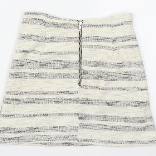 Topshop Womens Beige Striped  Mini Skirt Size 8