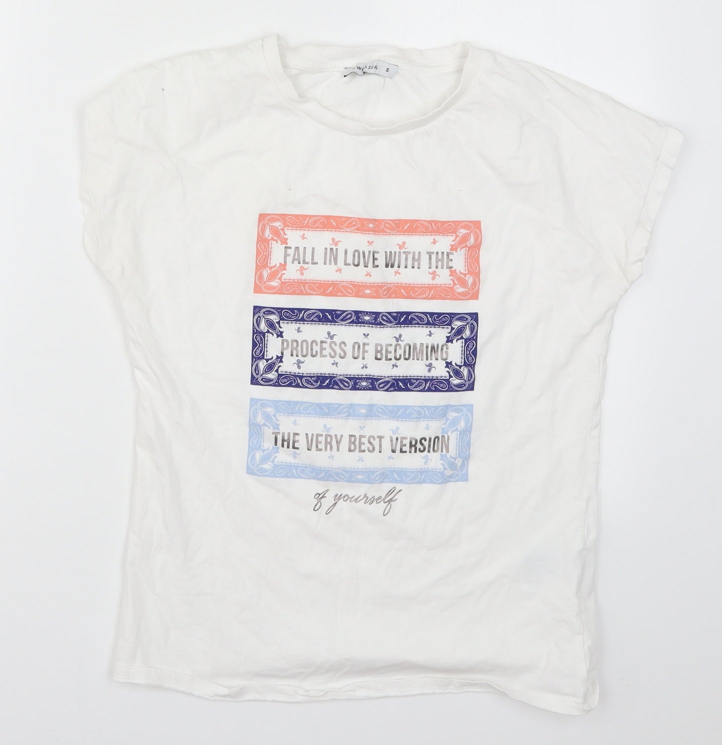 LC Waikiki Womens White   Basic T-Shirt Size S  - Fall in Love with the Process of Becoming the Very Best Version of Yourself