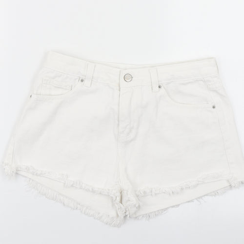 Jeans Womens White  Denim Hot Pants Shorts Size M