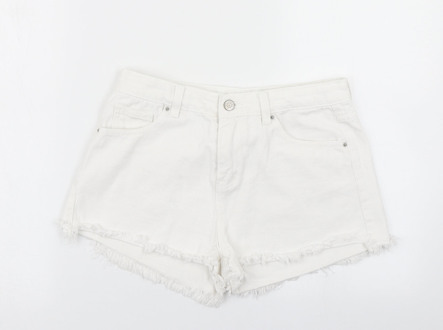 Jeans Womens White  Denim Hot Pants Shorts Size M