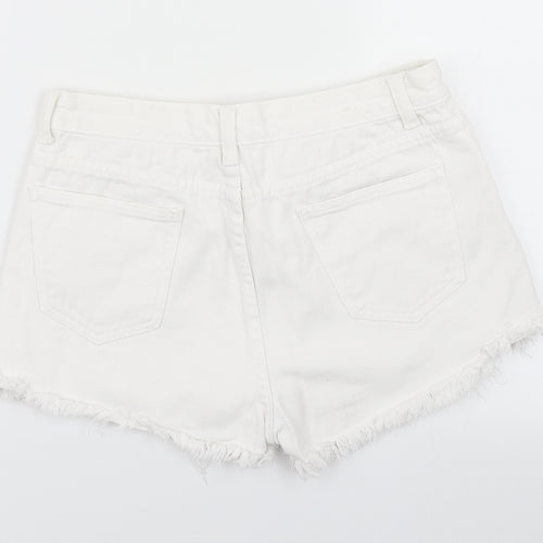Jeans Womens White  Denim Hot Pants Shorts Size M