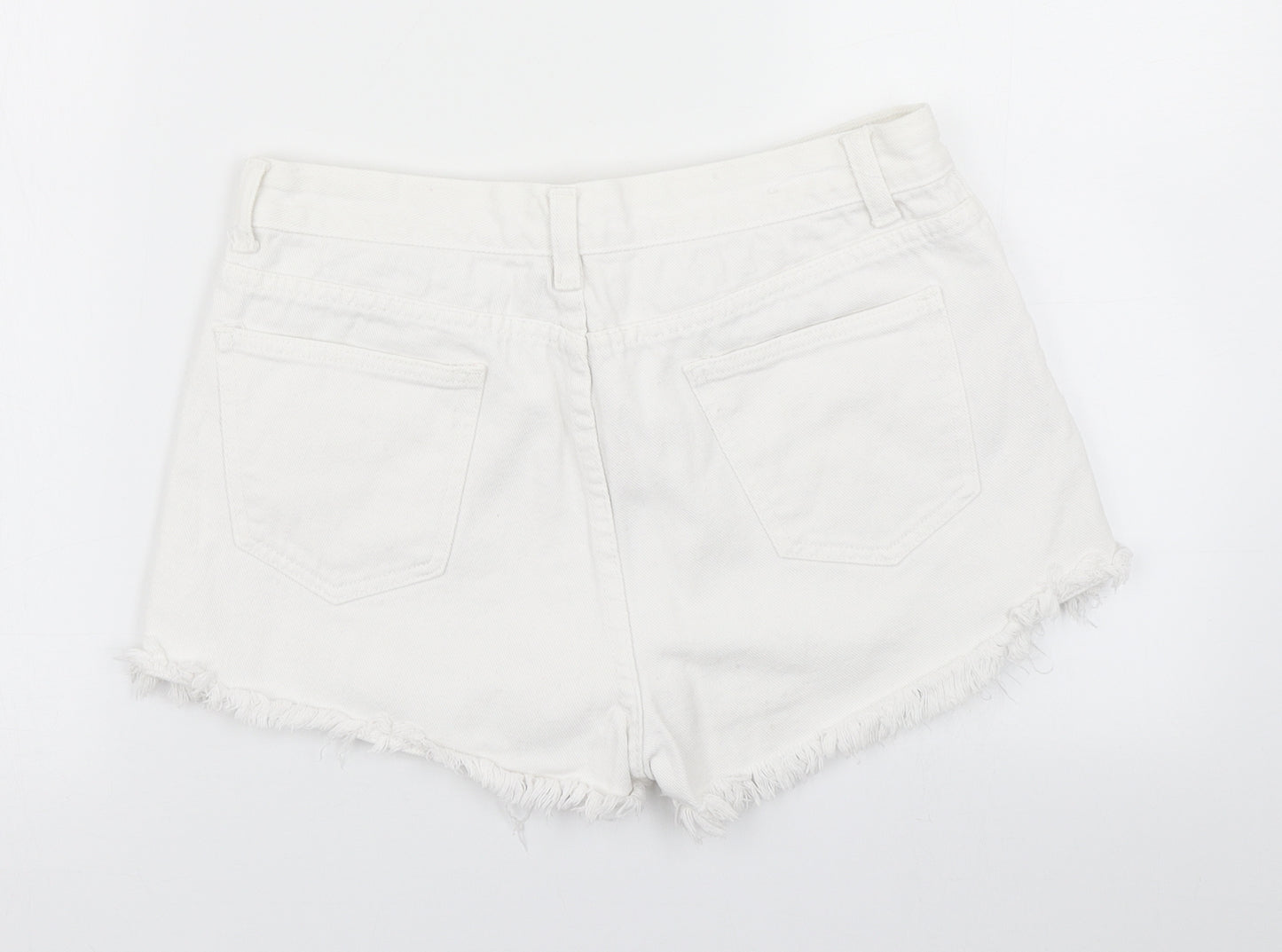 Jeans Womens White  Denim Hot Pants Shorts Size M