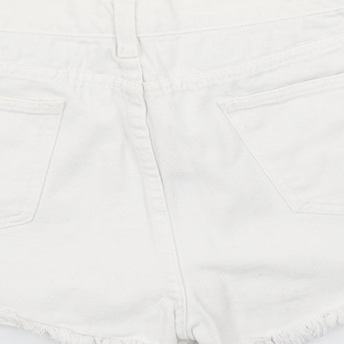 Jeans Womens White  Denim Hot Pants Shorts Size M