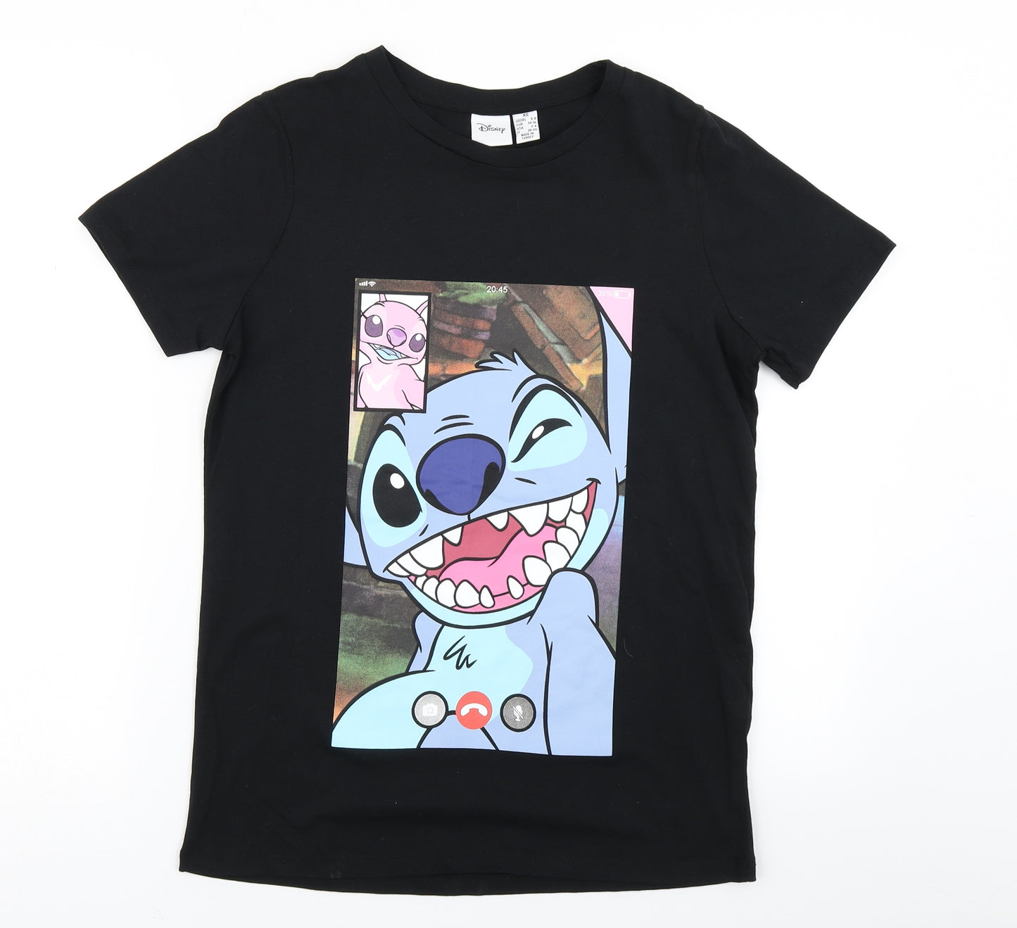 Primark Womens Black   Basic T-Shirt Size XS  - Disney Stitch