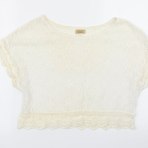 PIKO 1988 Womens Ivory  Lace Cropped T-Shirt Size L