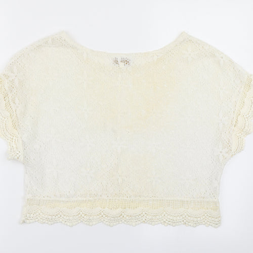 PIKO 1988 Womens Ivory  Lace Cropped T-Shirt Size L