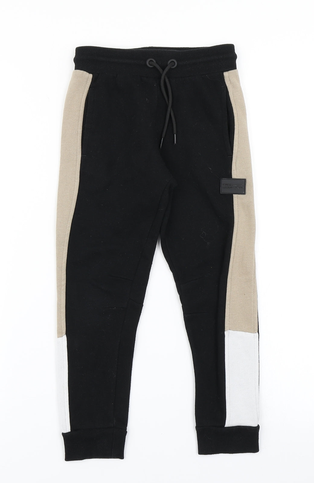 Primark Boys Black Colourblock  Jogger Trousers Size 5-6 Years