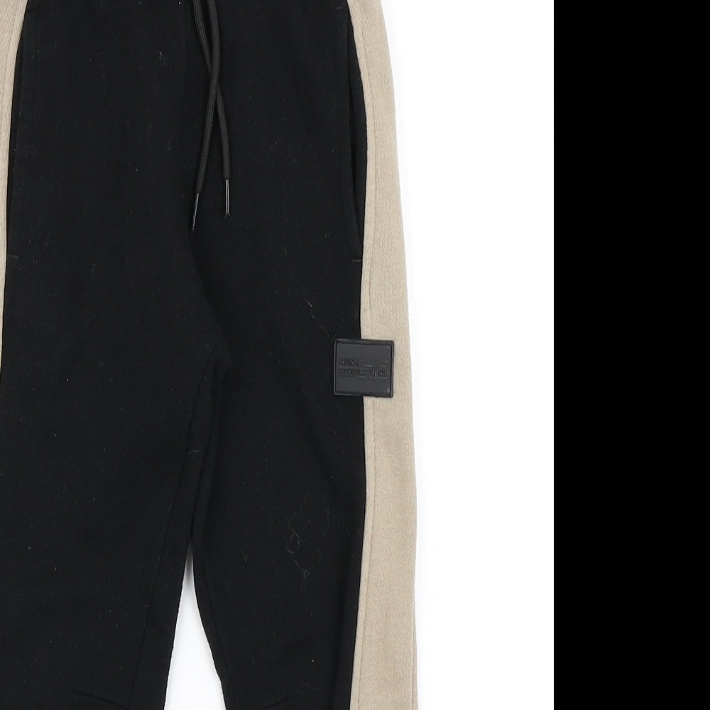 Primark Boys Black Colourblock  Jogger Trousers Size 5-6 Years