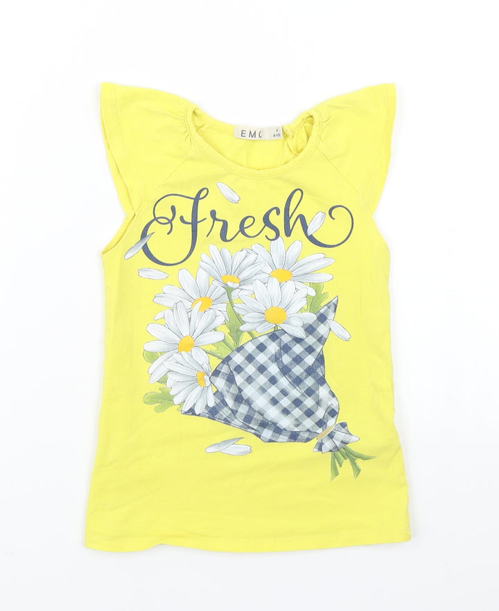 EMC Girls Yellow   Basic T-Shirt Size 4 Years