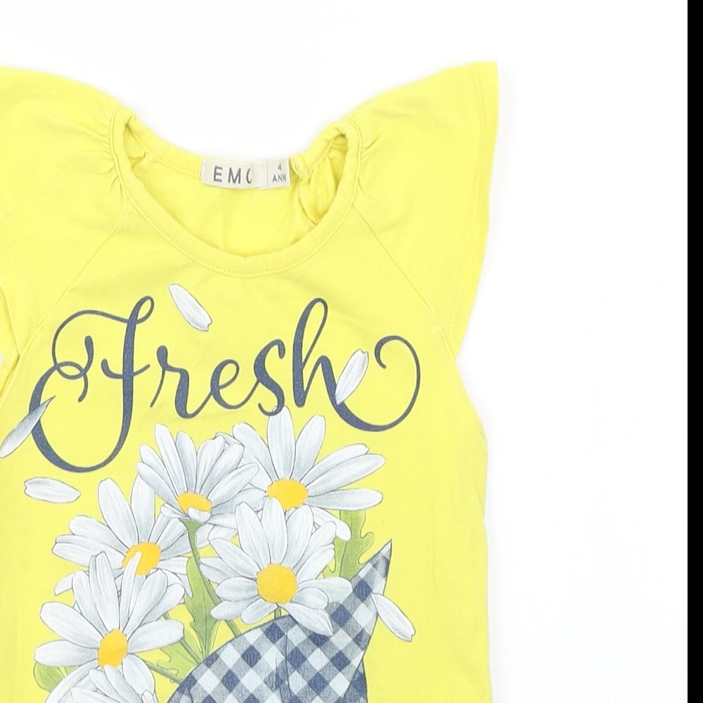 EMC Girls Yellow   Basic T-Shirt Size 4 Years