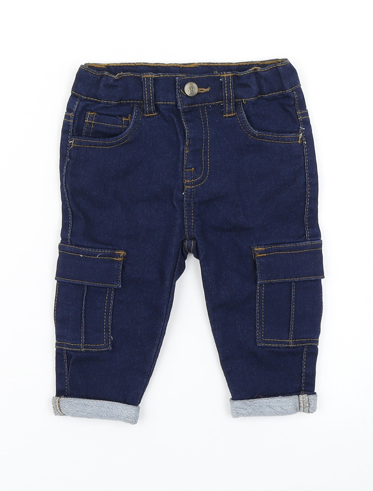 So Cute Girls Blue  Denim Cargo Jeans Size 6-9 Months