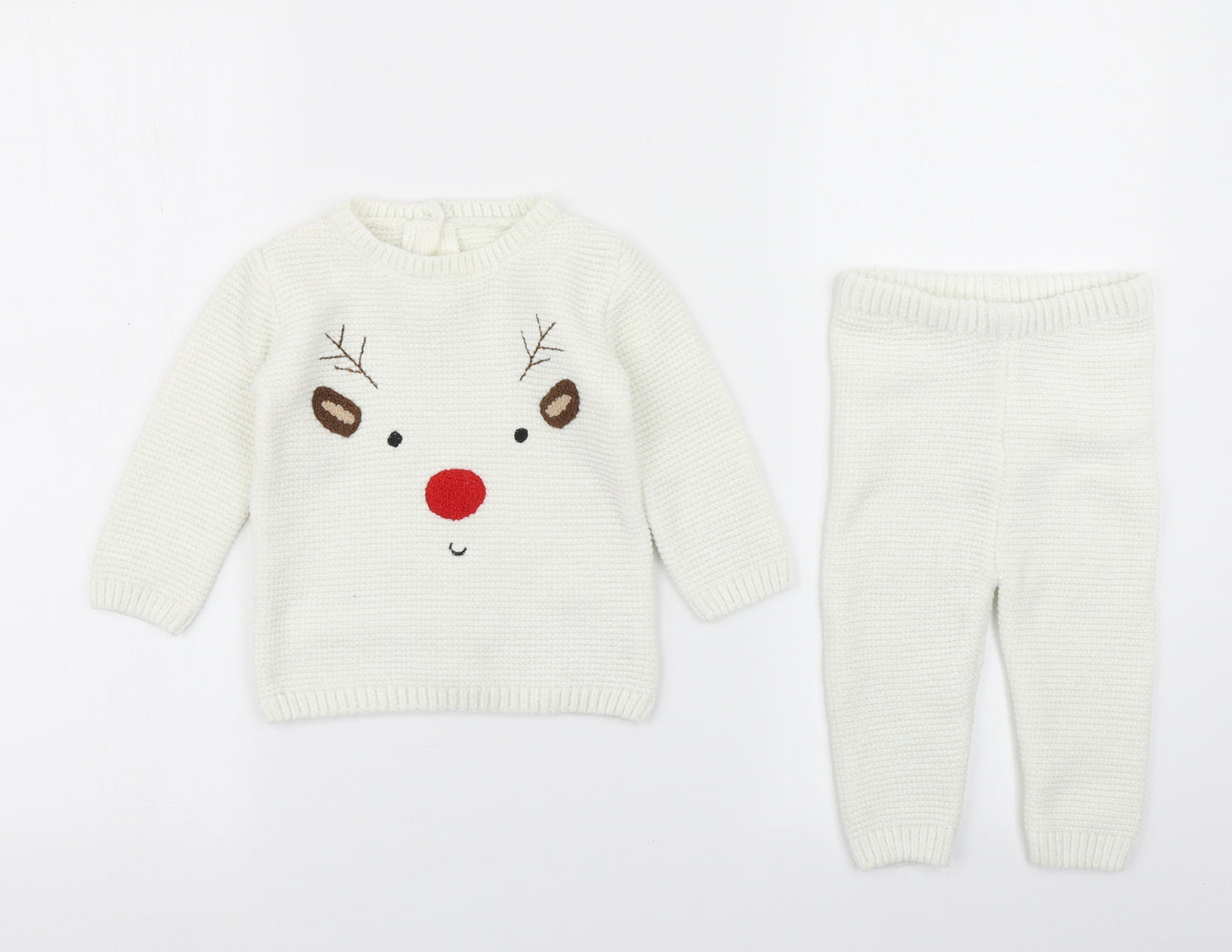 George Baby White   Trousers Set Outfit/Set Size 6-9 Months  - Christmas Jumper Set