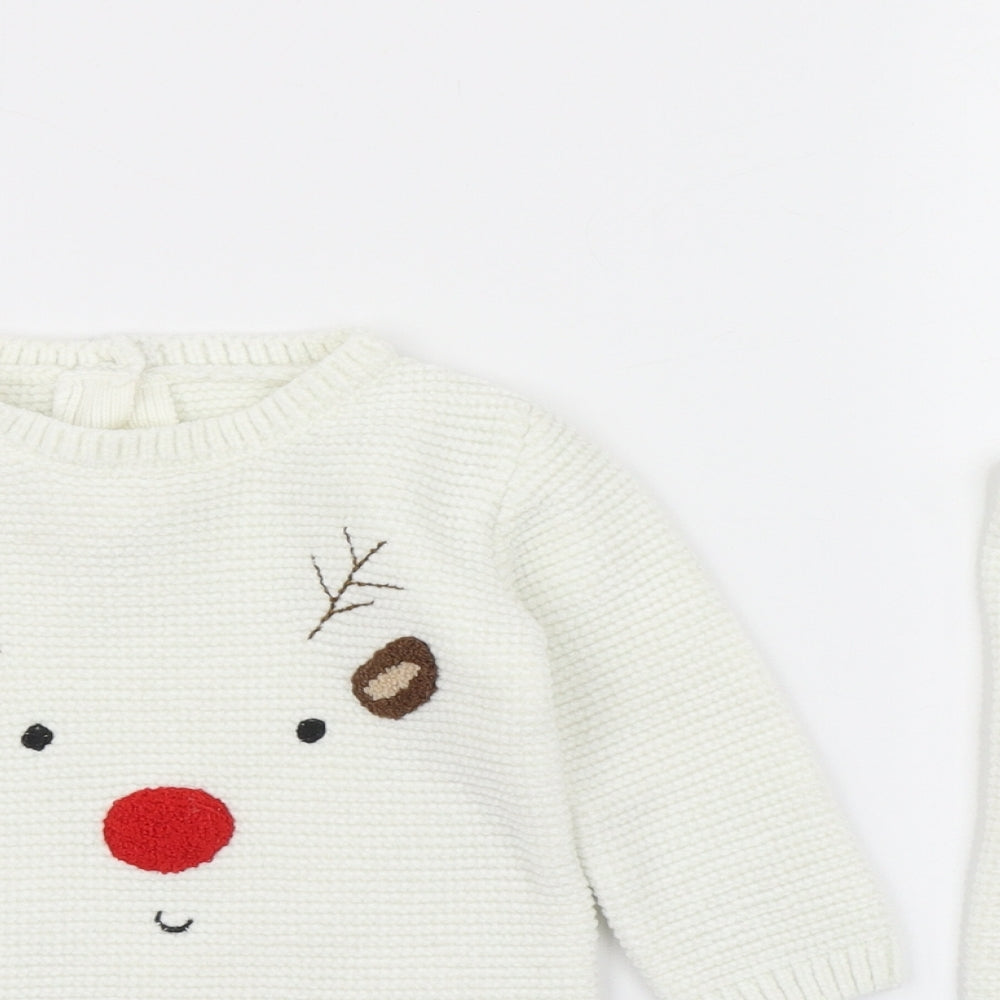 George Baby White   Trousers Set Outfit/Set Size 6-9 Months  - Christmas Jumper Set