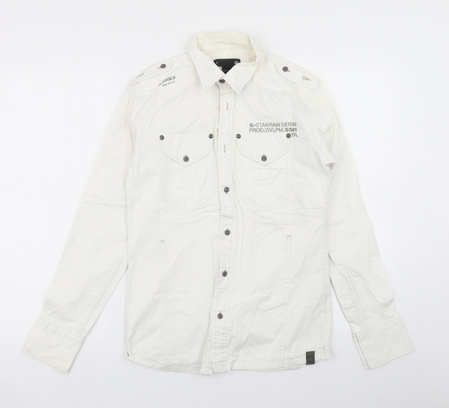 G Star Mens White    Button-Up Size S