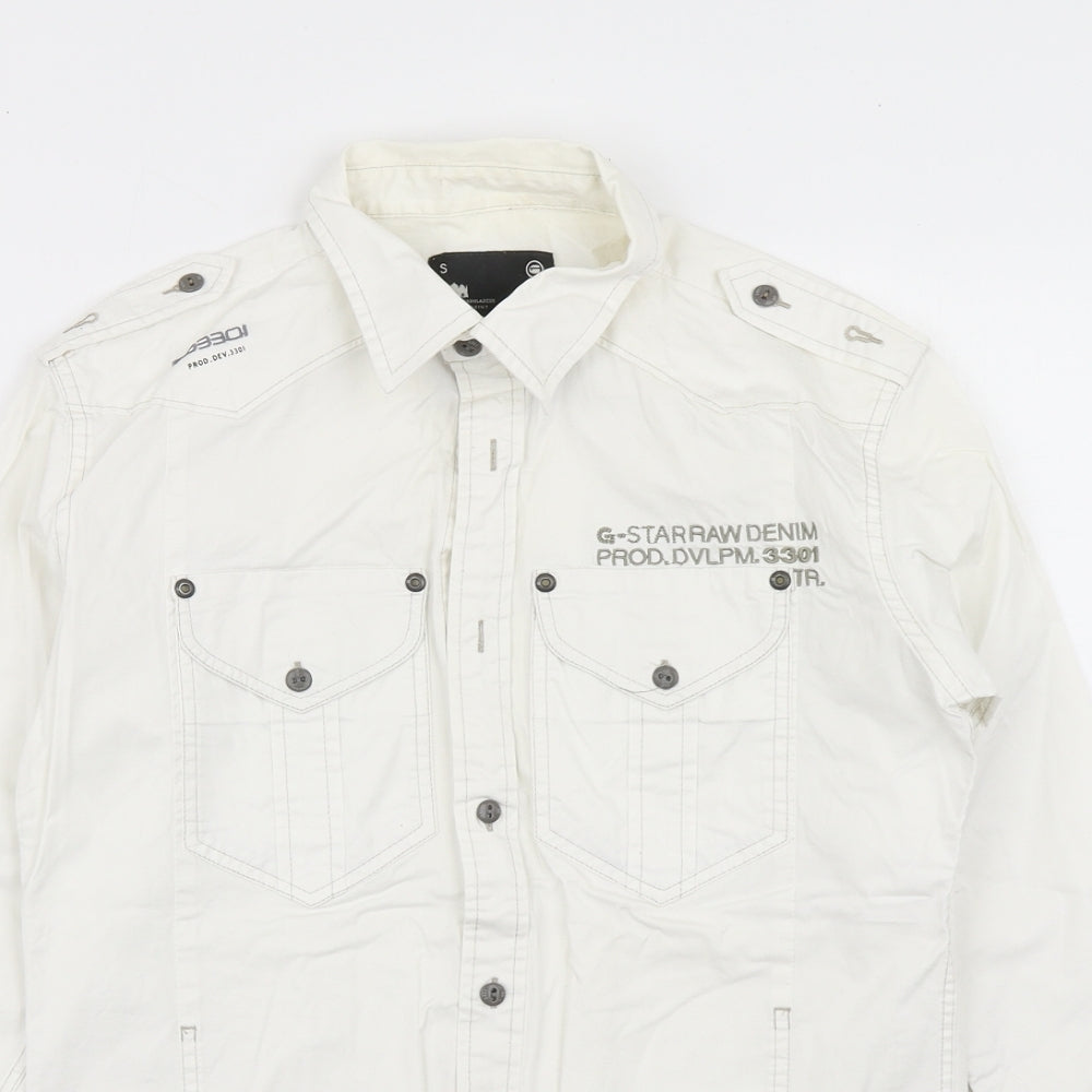 G Star Mens White    Button-Up Size S