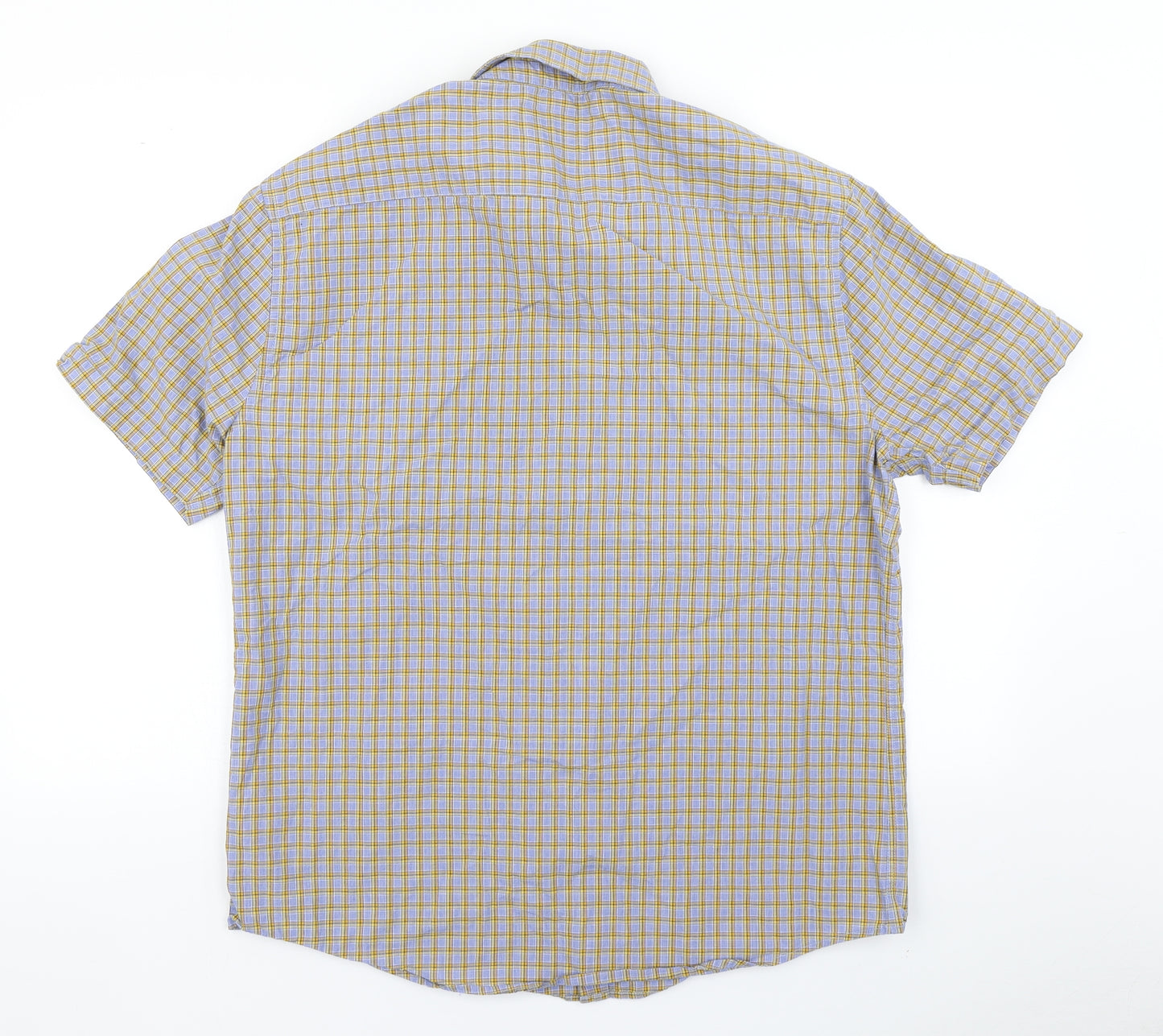 M&S Mens Blue Check   Button-Up Size L