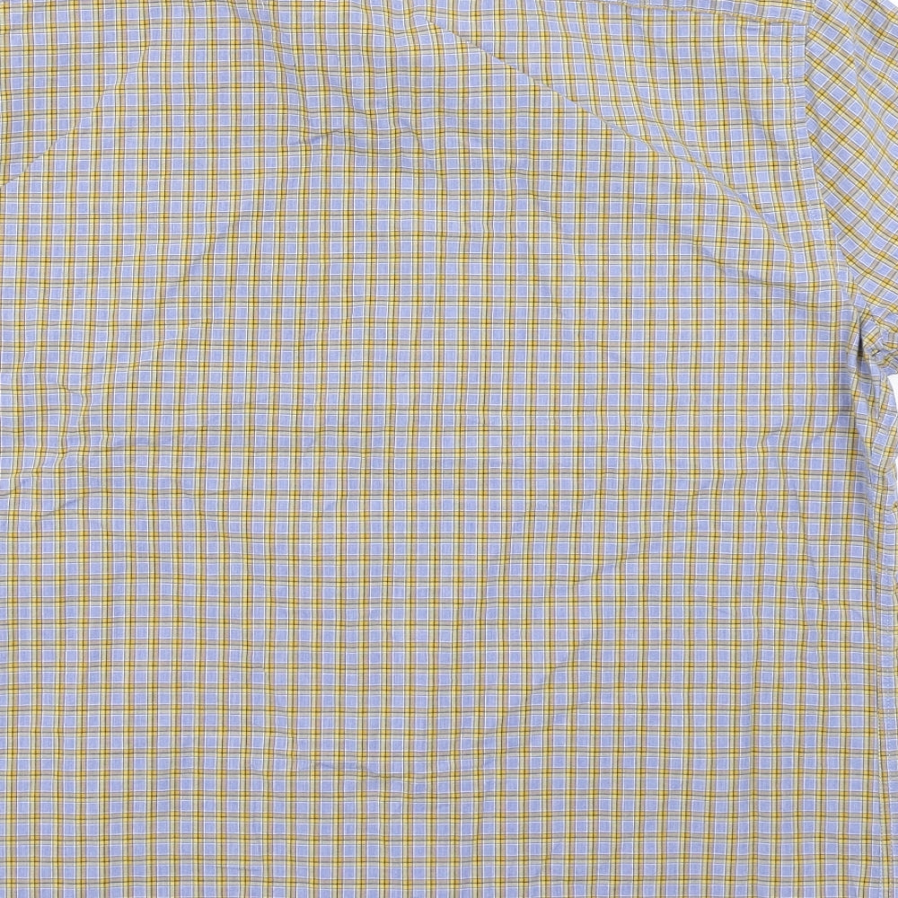 M&S Mens Blue Check   Button-Up Size L