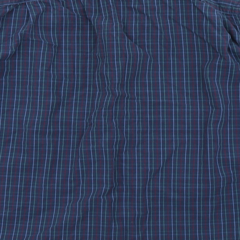 M&S Mens Blue Plaid   Button-Up Size L
