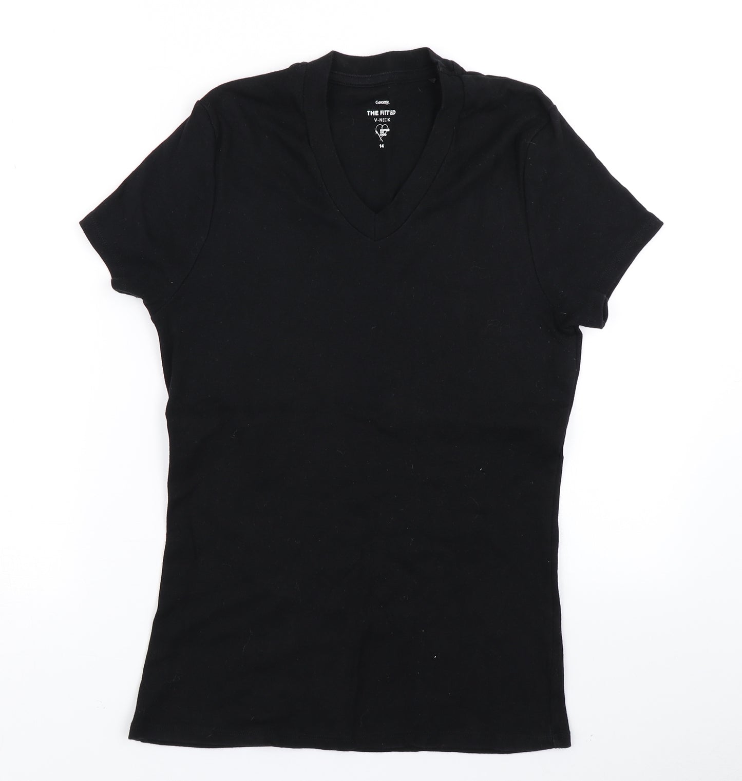 George Womens Black   Basic T-Shirt Size 14