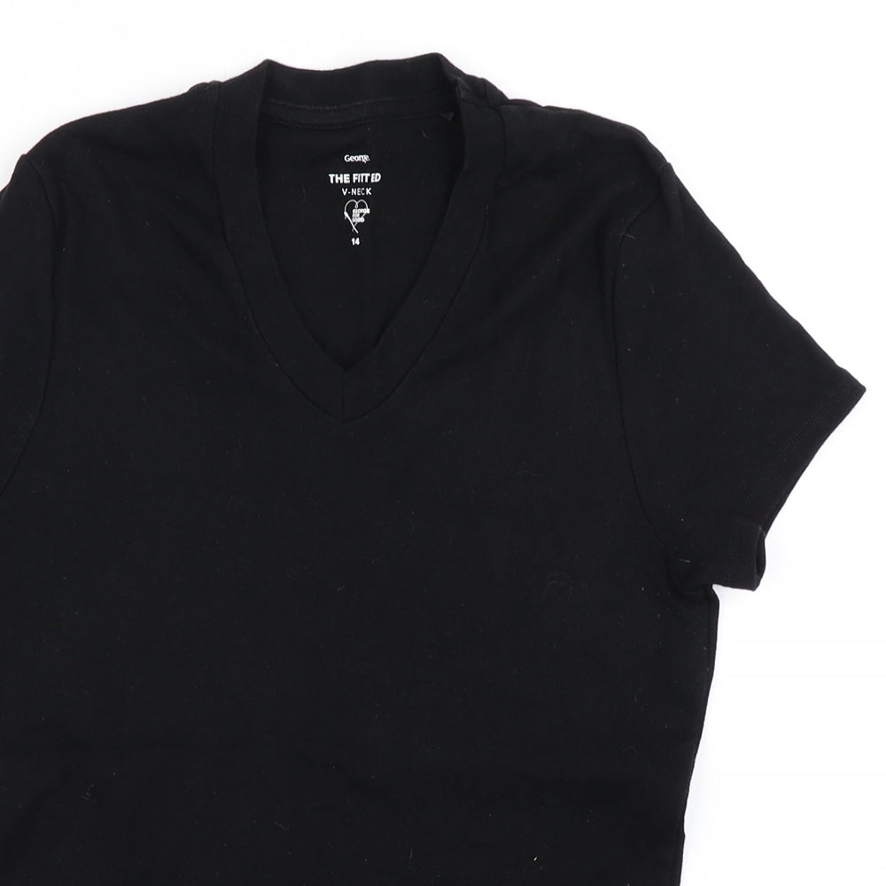 George Womens Black   Basic T-Shirt Size 14