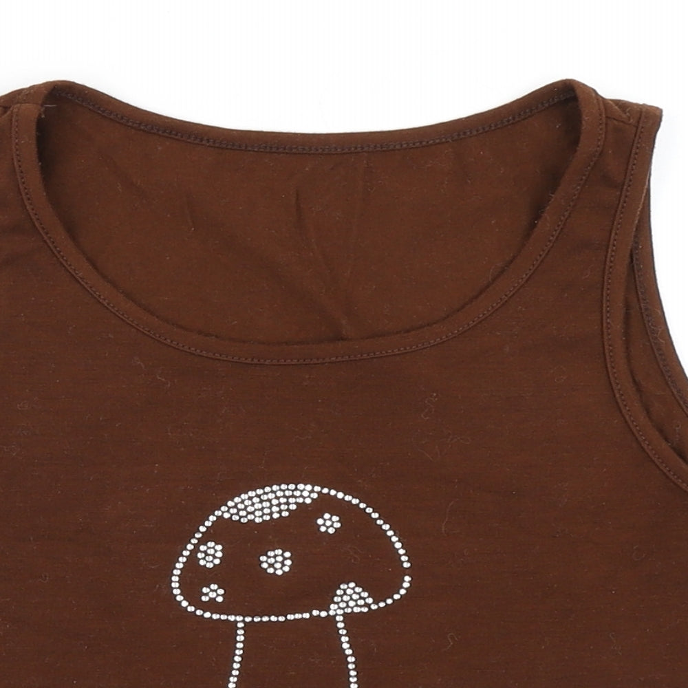 Preworn Womens Brown   Cropped Tank Size S  - Mushroom Toadstool