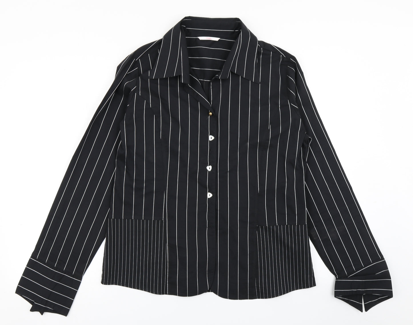 Botegga Womens Black Striped  Basic Button-Up Size XL