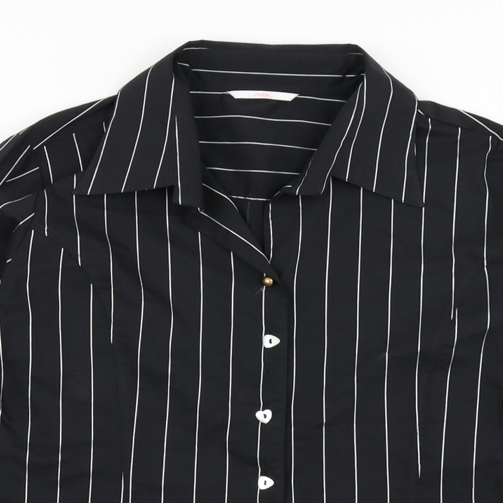Botegga Womens Black Striped  Basic Button-Up Size XL