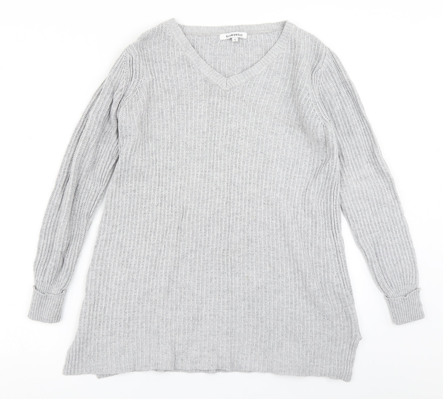 Glamorous Womens Grey  Knit Pullover Jumper Size S