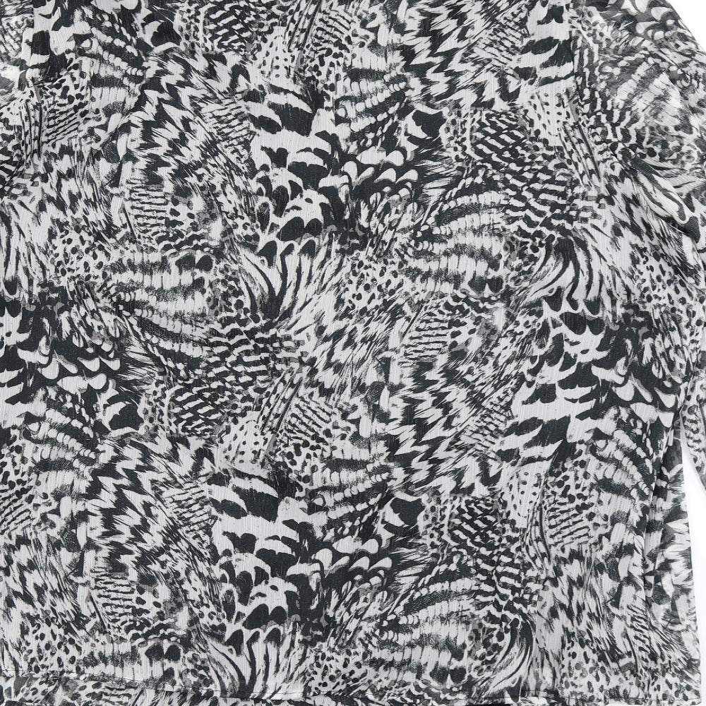 NEXT Womens Black Animal Print  Wrap Blouse Size 22
