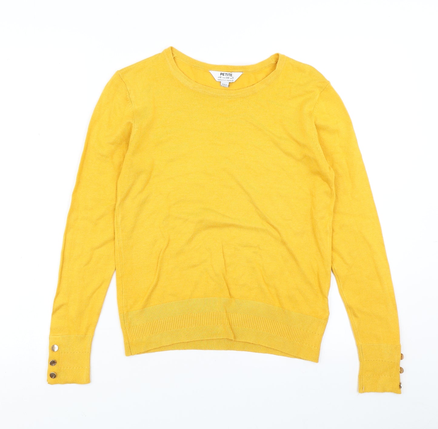 Dorothy Perkins Womens Yellow  Knit Pullover Jumper Size 6