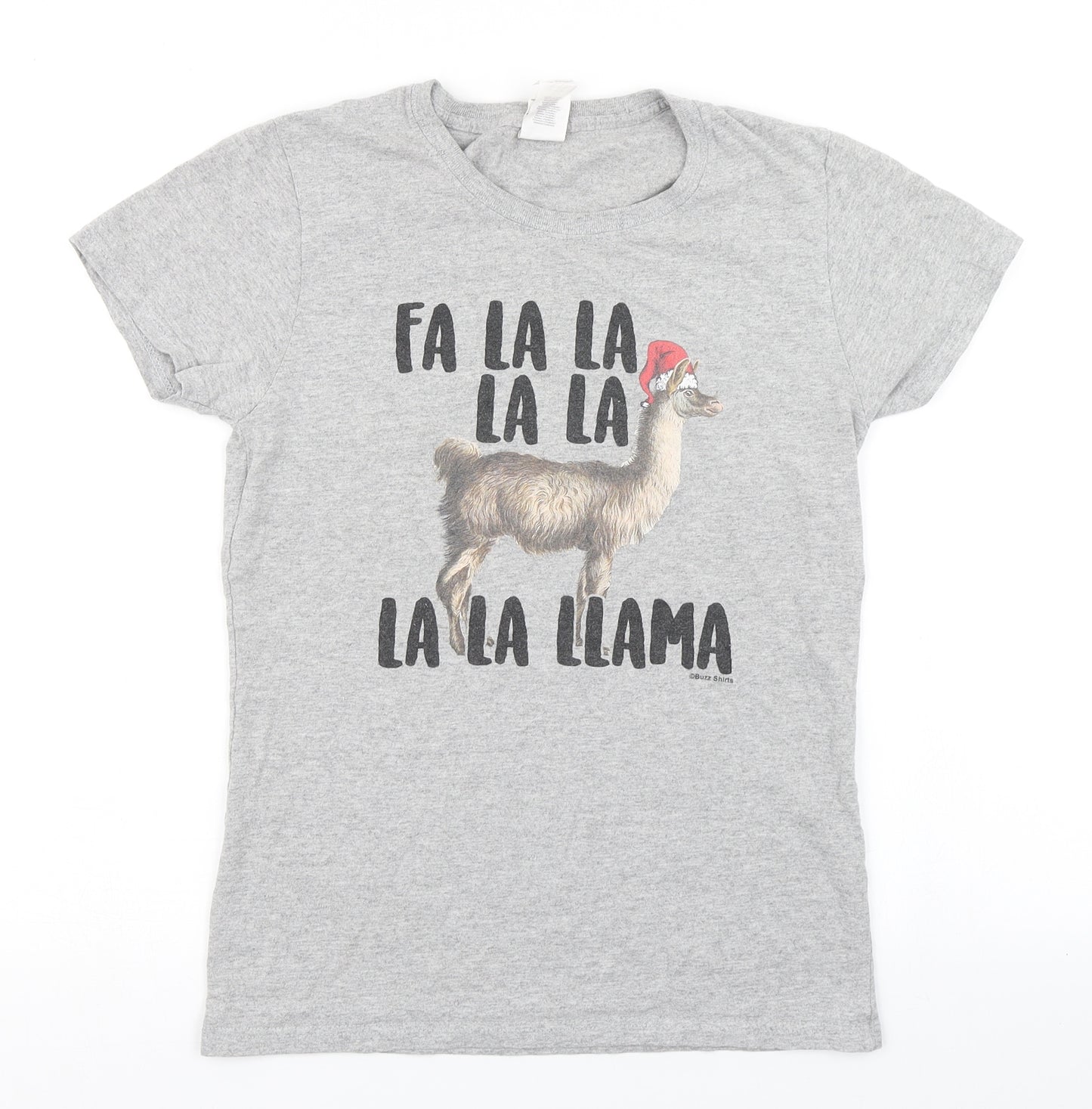 Gildan Womens Grey   Basic T-Shirt Size S  - Christmas llama t shirt