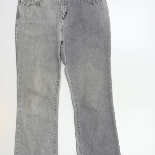 Per Una Womens Green  Denim Flared Jeans Size 16 L31 in