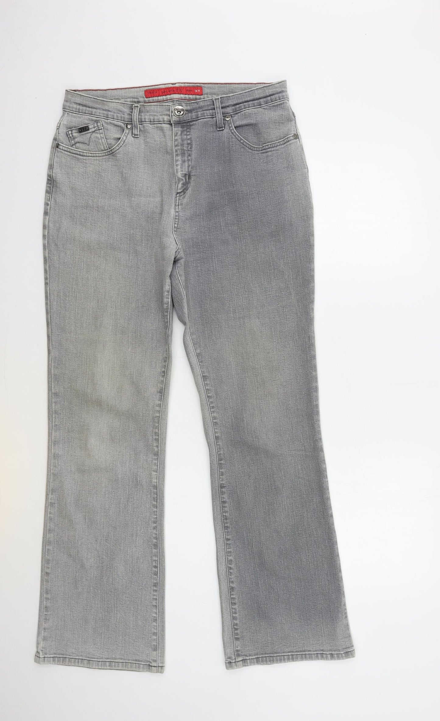 Per Una Womens Green  Denim Flared Jeans Size 16 L31 in