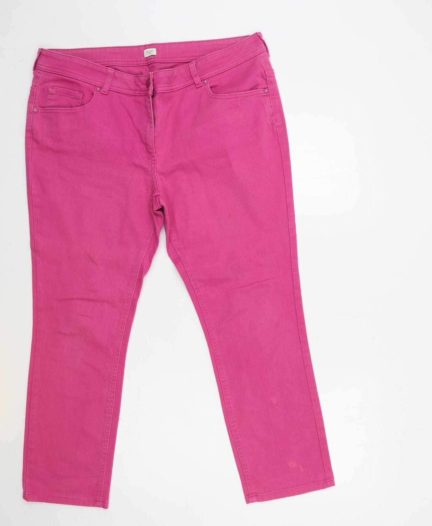 F&F Womens Pink  Denim Straight Jeans Size 18 L26 in