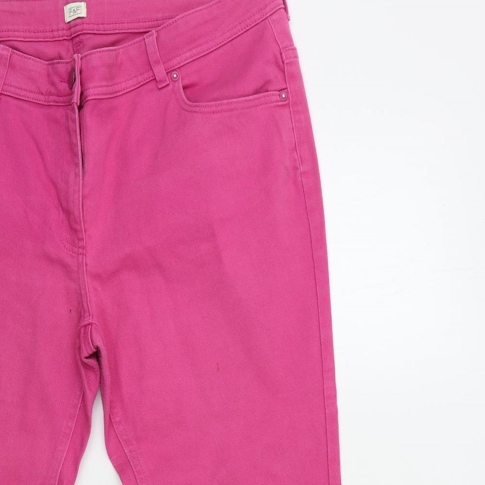F&F Womens Pink  Denim Straight Jeans Size 18 L26 in