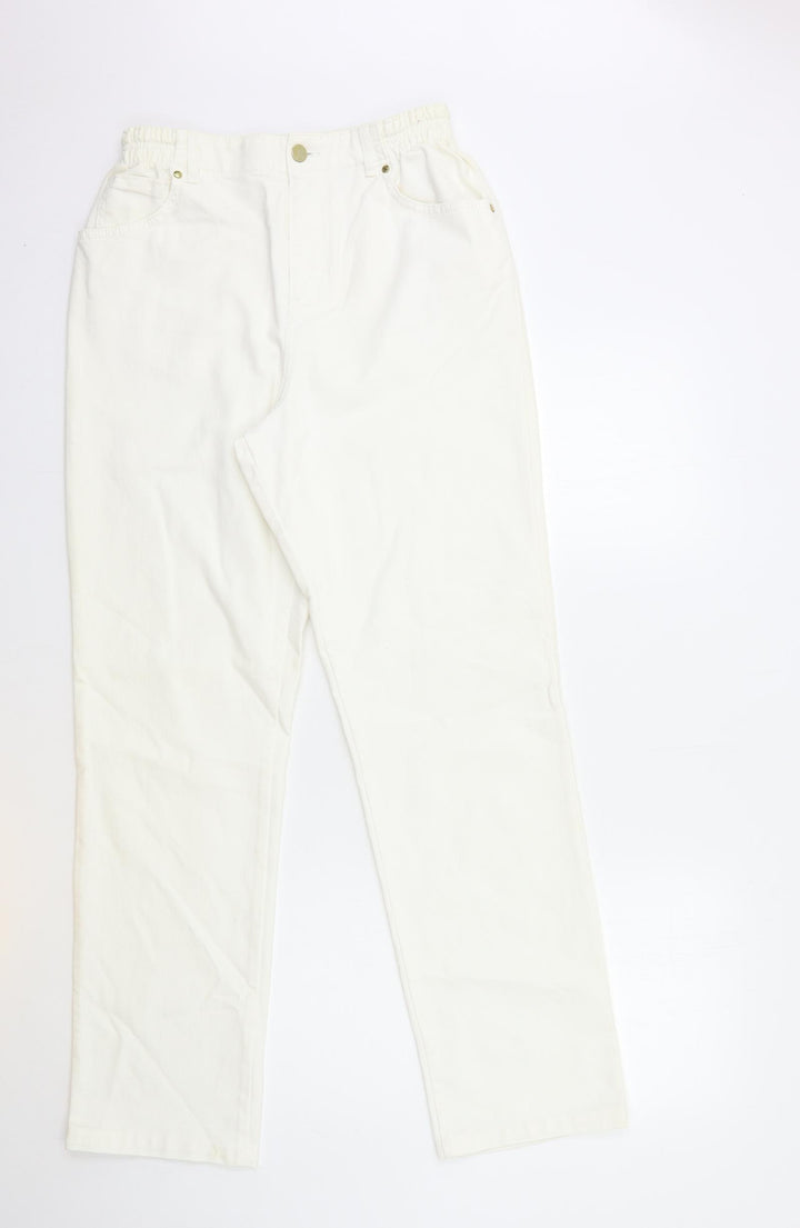 Impressions Womens White Denim Straight Jeans Size 12 L32 in