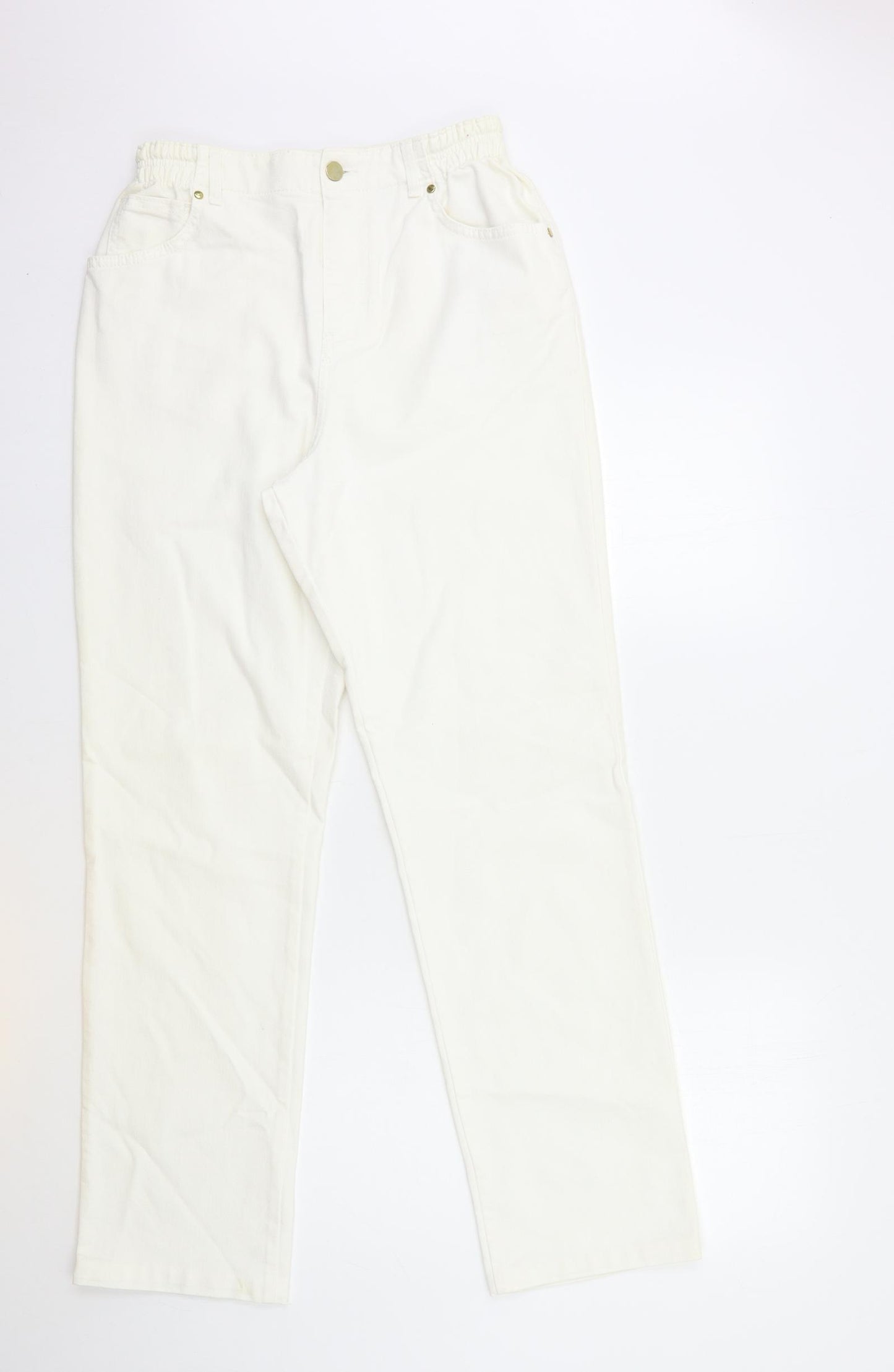 Impressions Womens White  Denim Straight Jeans Size 12 L32 in