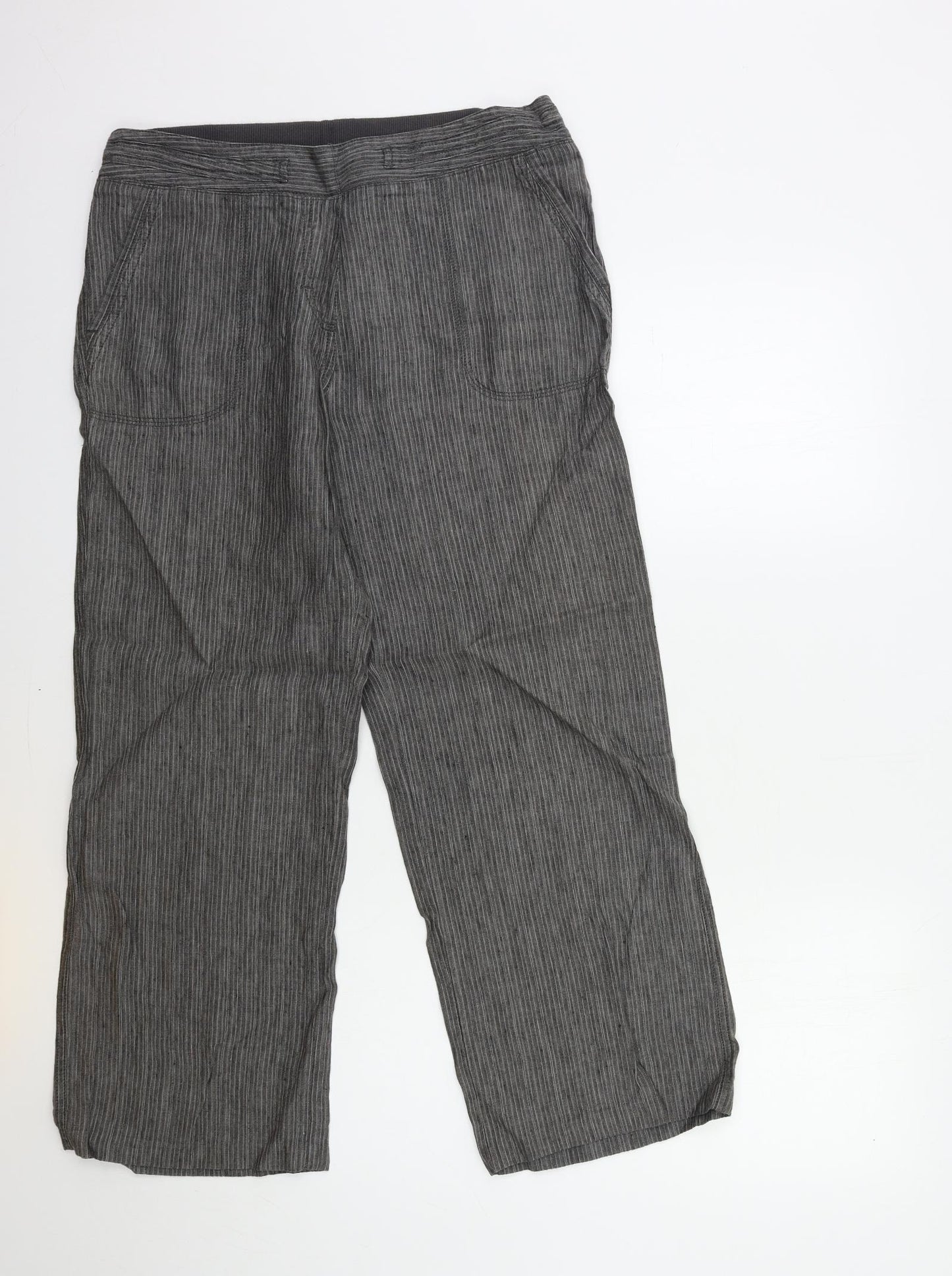 Marks and Spencer Womens Green Striped  Trousers  Size 12 L26 in